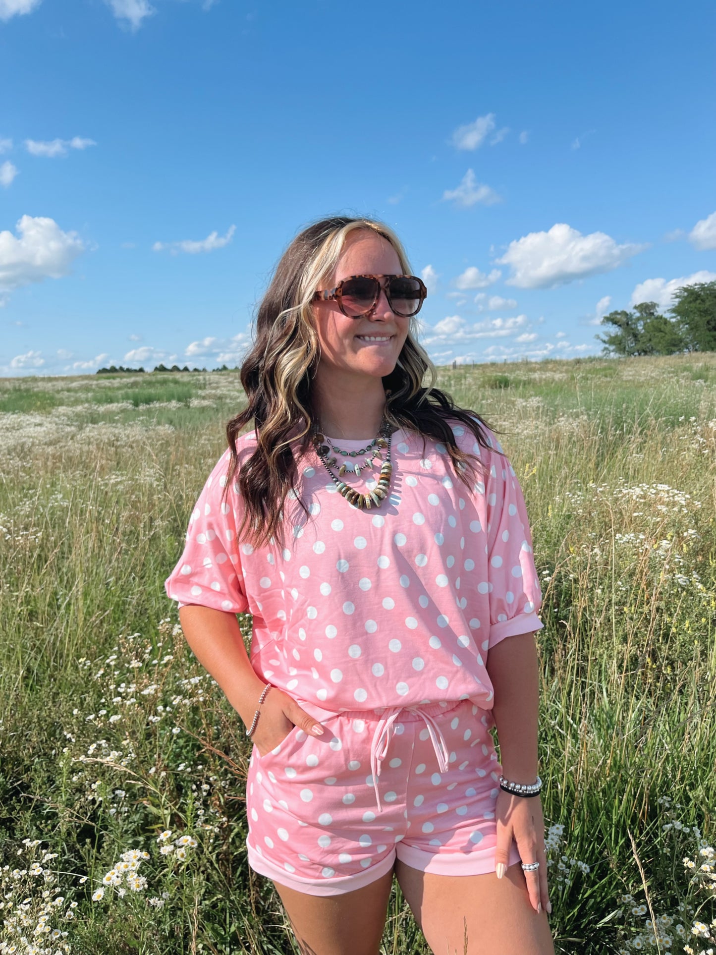 Bubblegum Pink Polka Dot Set