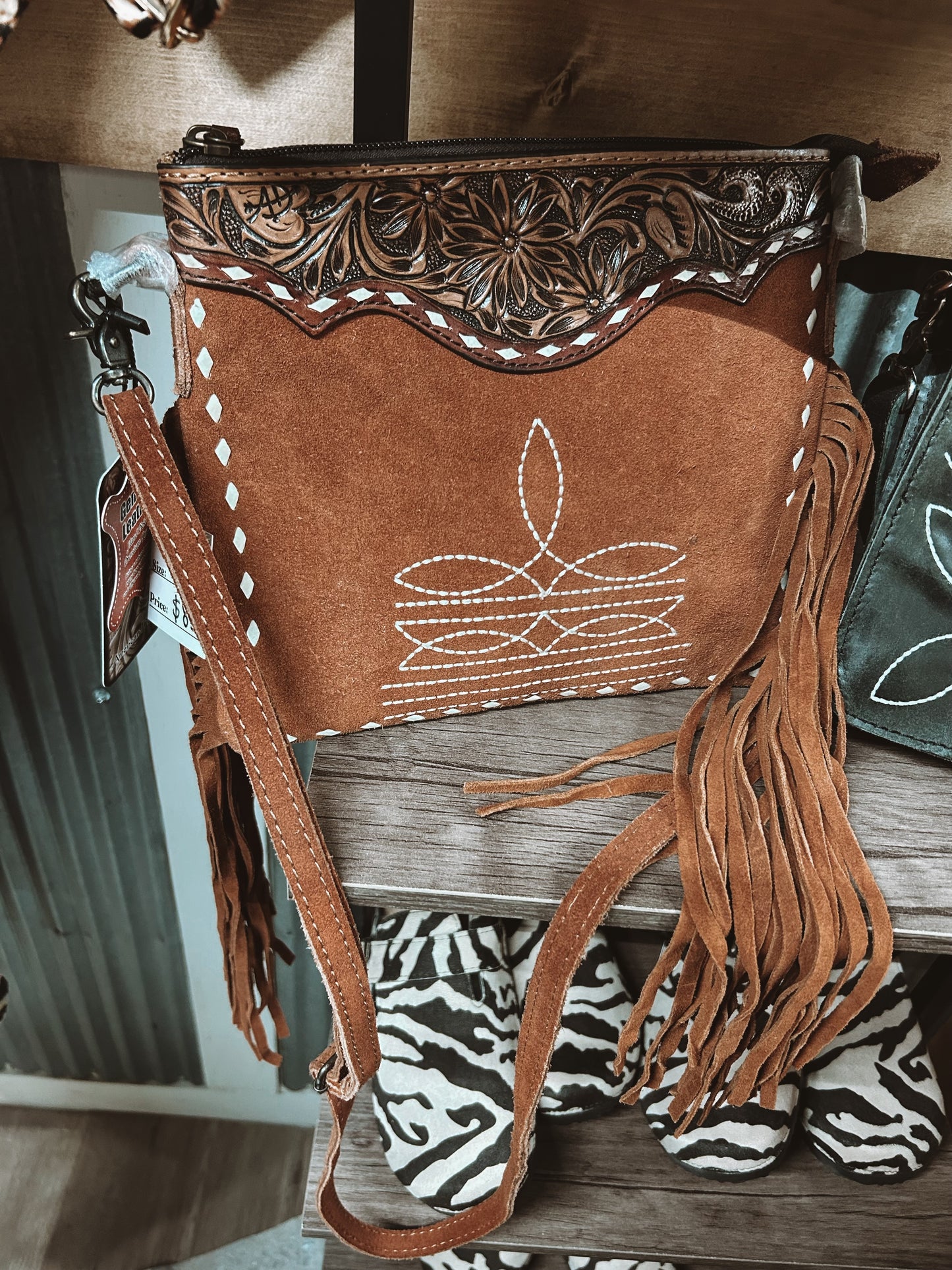 Brown Boot Stitch Purse