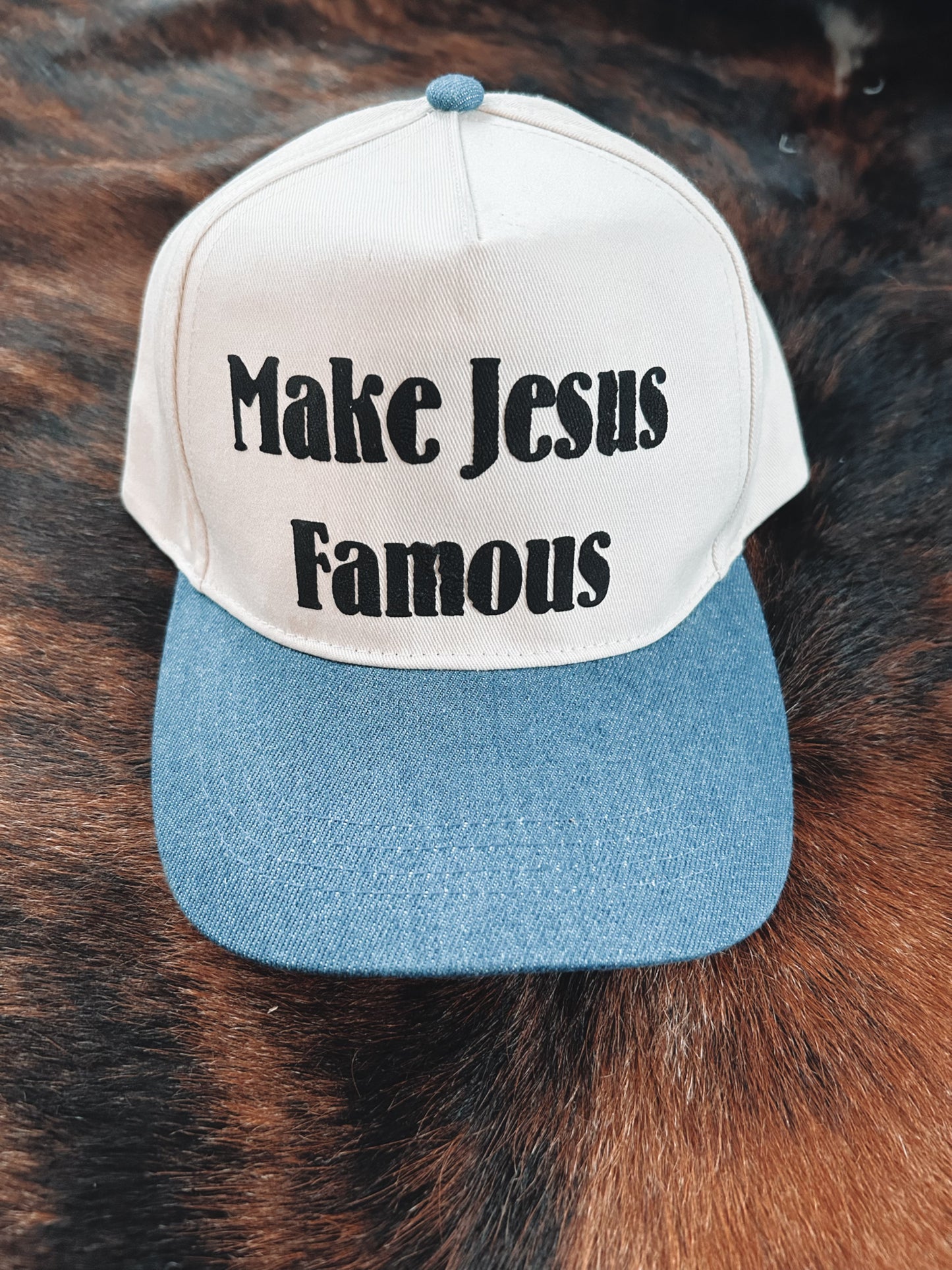Make Jesus Famous Denim Bill Hat