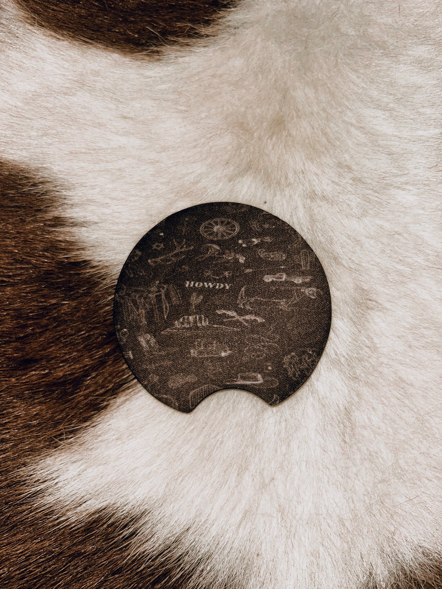 Brown Howdy Car Coaster