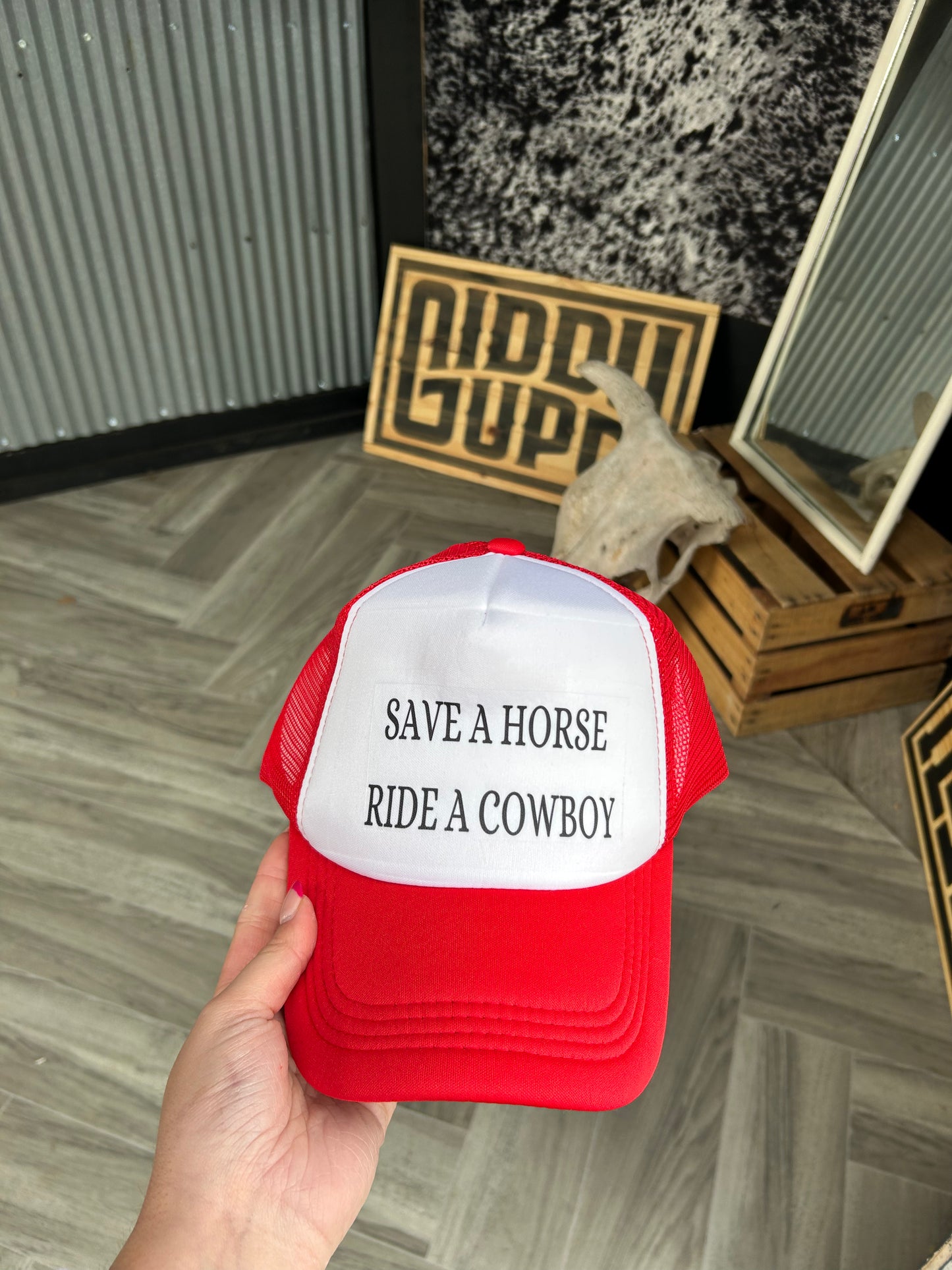 Save A Horse Ride A Cowboy Trucker Hat
