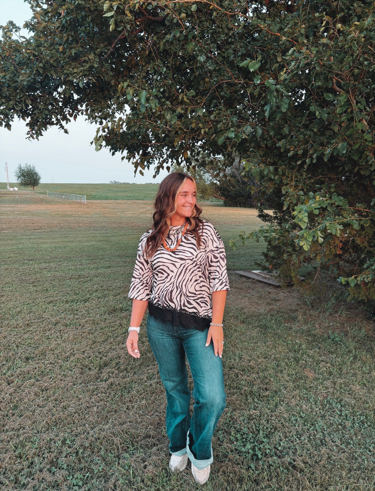 Zebra Tee Lace Detail