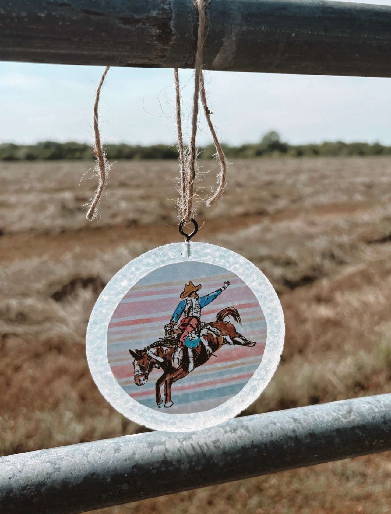 Colorful Bronc Rider Car Freshie