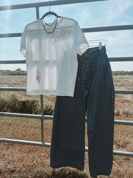 Delaney Polka Dot Wide Leg Jeans