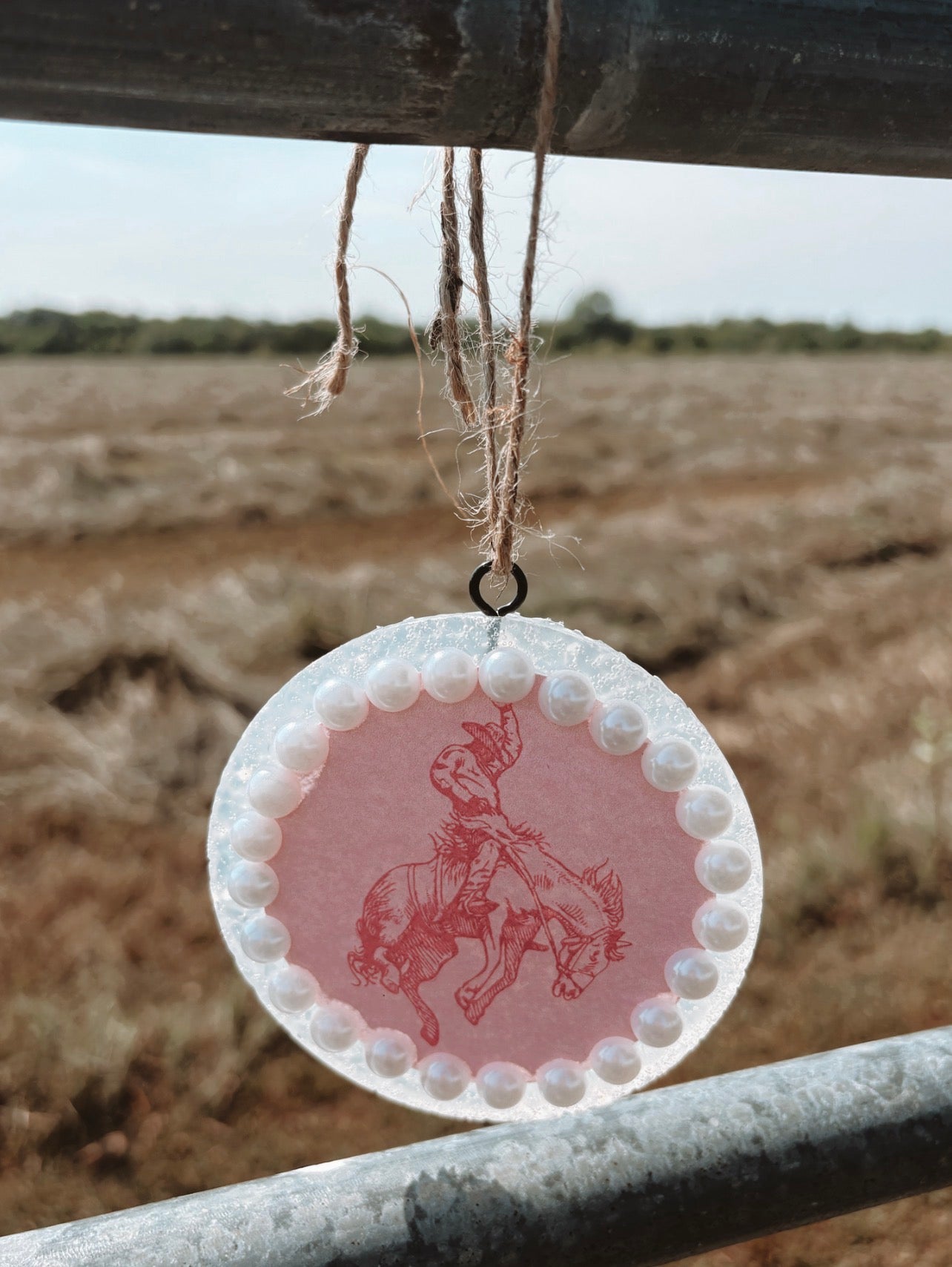 Pink Bronc Rider Car Freshy
