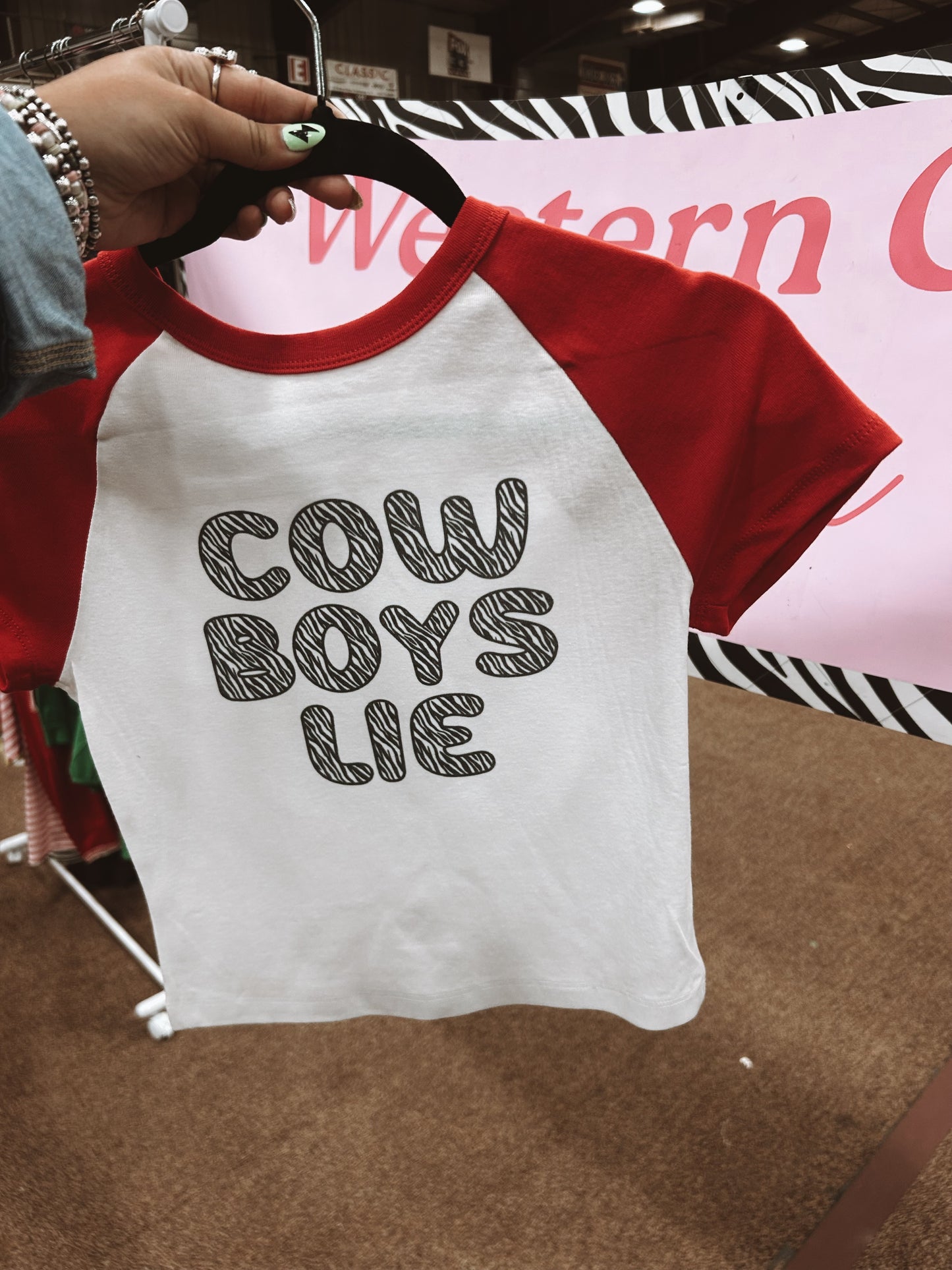 Zebra Print Cowboys Lie Baby Tee