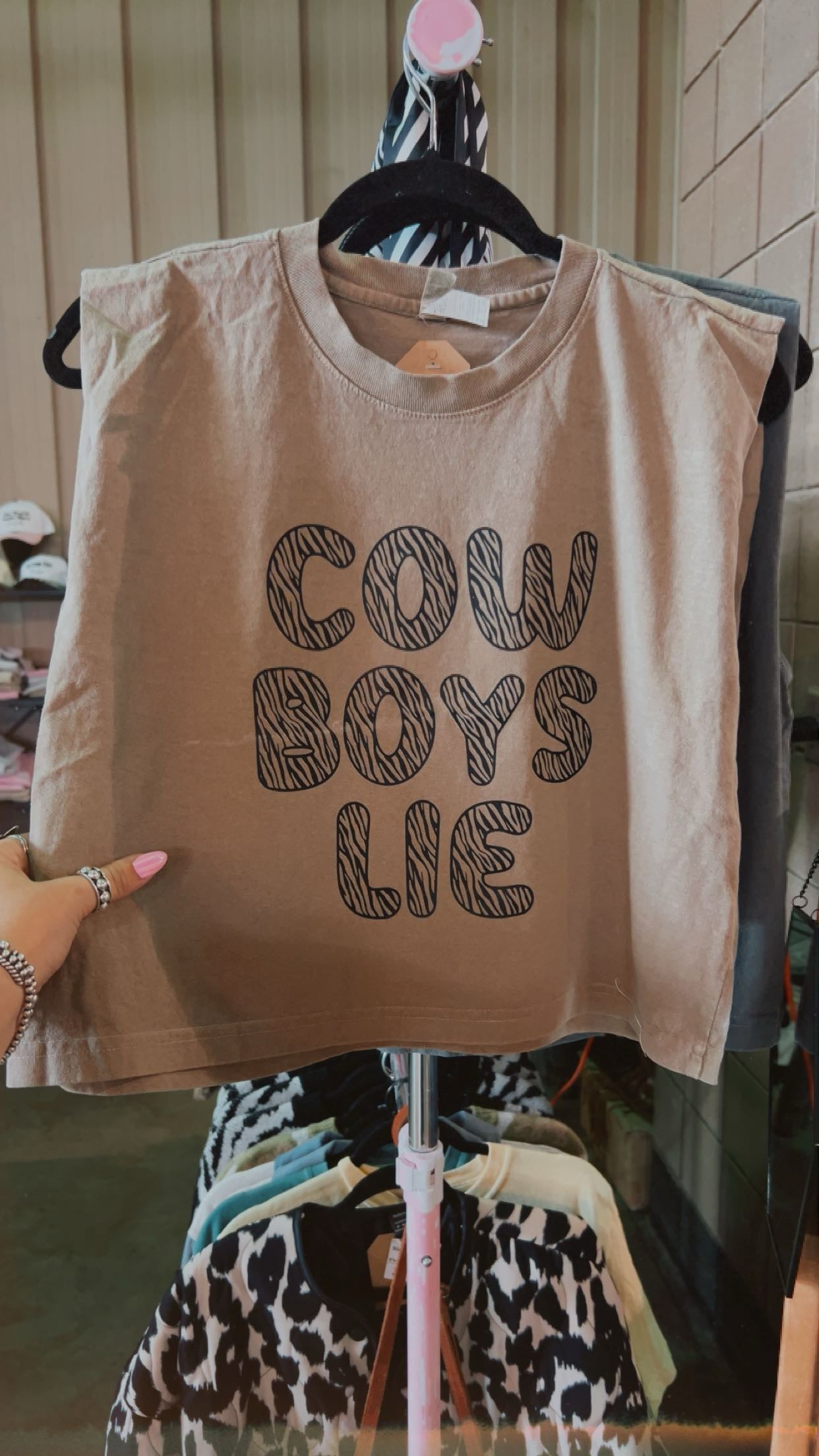 Zebra Cowboys Lie Muscle Tee