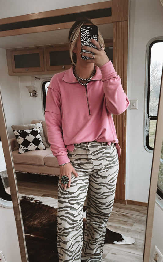 Pink quarter zip