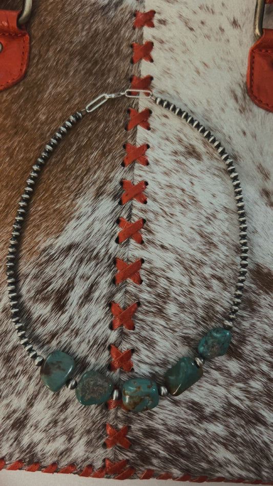 The Sadie Navajo Pearl and Turqiouse Necklace