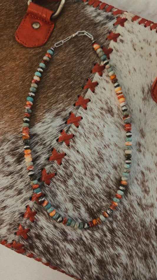 Mix Stone Navajo Pearl Necklace