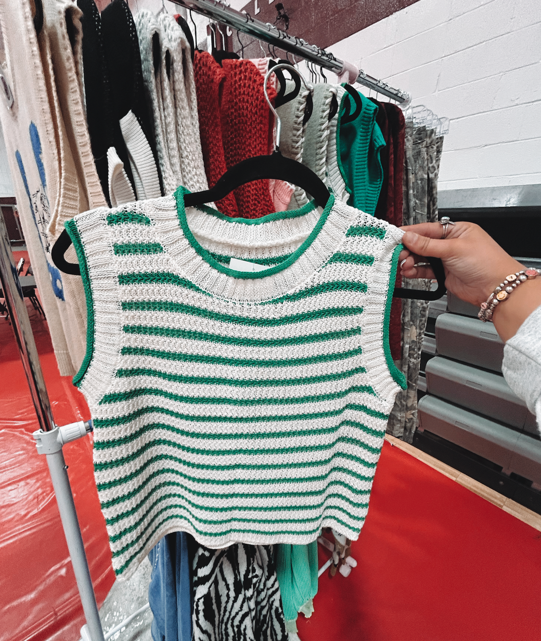 Green And White Stripped Top